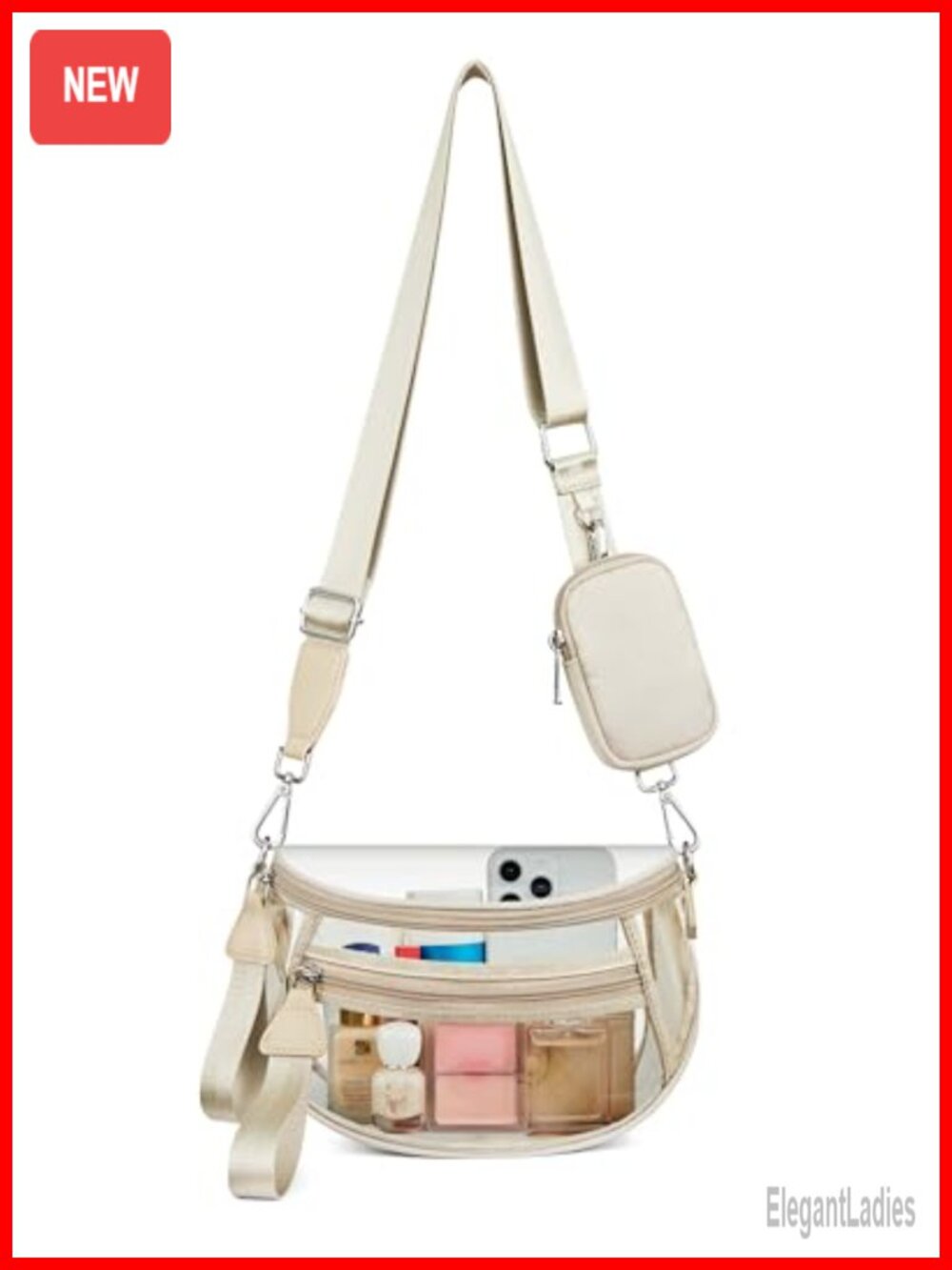 Clear Checkered Crossbody Bag Stadium Approved Waterproof PVC RFID Blocking